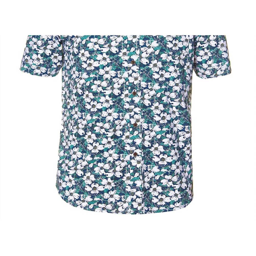 NEW NICOBY men's fiji lilly stretch button down knit style shirt in blue